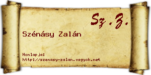 Szénásy Zalán névjegykártya